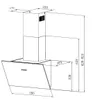 A technical drawing of a range hood with dimensions indicated. Náhled obrázku produktu