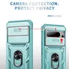 Two phone cases are shown side-by-side, demonstrating a sliding camera cover feature. Produktbild-Vorschau