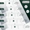 A diagram illustrating different sizes and configurations of an extendable dining table, showing dimensions and seating capacity for each option. Produktbild-Vorschau