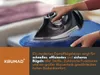 A person is ironing a blue fabric with a steam iron. Produktbild-Vorschau