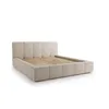 A bed frame with a padded headboard and base, shown from a side-angle on a white background. Produktbild-Vorschau