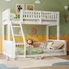 A child's bedroom with a white bunk bed, decorated with stuffed animals and wall art. Anteprima dell’immagine prodotto