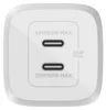 A white dual USB-C power adapter with wattage information printed on it. Náhľad obrázku produktu