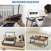 Collage of four images showing a portable laptop table used in different settings. Produktbild-Vorschau