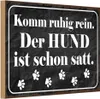 vianmo Holzschild 12x18 cm Komm rein Hund ist schon satt Produktbild-Vorschau 1