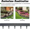 Collage showing two different garden edging installations and a sample of the product. Náhled obrázku produktu