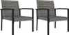 Two outdoor dining chairs with gray rattan weave and black metal frames are shown against a white background. Voir les images du produit