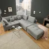 Moderne Wohnlandschaft KENT 220cm grau Ecksofa Federkern Produktbild-Vorschau 1