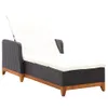 Lettino prendisole in poly rattan e legno massiccio nero Anteprima dell’immagine prodotto 8