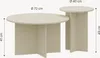 Two round tables of different sizes are shown side-by-side on a plain background. Dimensions are indicated with lines and text. Voir les images du produit