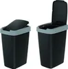 Two black trash cans with gray rims and open lids, shown from different angles against a white background. Produktbild-Vorschau