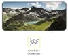 A smartphone screen displaying a mountain landscape, with a graphic icon and text below. Produktbild-Vorschau