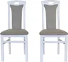 Two white dining chairs with gray upholstered seats and backs are shown against a white background. Produktbild-Vorschau
