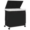 vidaXL Wäschekorb mit Rollen Schwarz 60x35x60,5 cm Rattan Produktbild-Vorschau 4