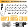 Diagram and icons illustrating product features, along with a product photo and power adapter. Produktbild-Vorschau