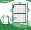 A green metal garden gate with dimensions indicated by text and lines. Podgląd zdjęcia produktu