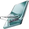 A transparent teal phone case is shown from a diagonal angle. Produktbild-Vorschau