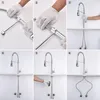 A collage of six images showing the installation steps of a kitchen faucet. Podgląd zdjęcia produktu