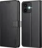 iPhone 12/12 Pro Leder Handyhülle Schwarz mit Kartenfächern Produktbild-Vorschau 1