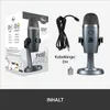 Product packaging and the product itself, along with accessories and text descriptions. Produktbild-Vorschau