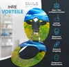 A toilet seat with a cow and landscape design, presented with marketing text highlighting product benefits. Produktbild-Vorschau