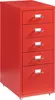 A red metal filing cabinet with five drawers on wheels, shown from a front-diagonal angle against a white background. Náhľad obrázku produktu