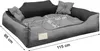 A dog bed with dimensions indicated by measurement lines and text. Produktbild-Vorschau