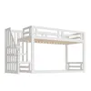 A white bunk bed with stairs against a white background. Produktbild-Vorschau
