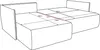 A line drawing of a sofa with dimensions indicated by lines and measurements. Náhľad obrázku produktu
