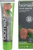 A tube of toothpaste and its cardboard box packaging, both featuring pine cones and pine needles. Voir les images du produit