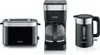 A toaster, a coffee maker, and a kettle are arranged side-by-side against a white background. Produktbild-Vorschau