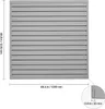 A diagram showing the dimensions of a grey slatted panel. Náhled obrázku produktu