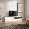 Meuble tv effet bois blanc et chêne 207x37x50cm cheminée Voir les images du produit 2