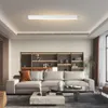 A modern living room with a sectional sofa, coffee table, and a long, linear ceiling light. Podgląd zdjęcia produktu