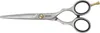 A pair of silver hair scissors with gold accents on a white background. Náhled obrázku produktu