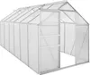 A white greenhouse with a silver frame. Produktbild-Vorschau