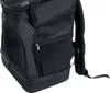 A close-up view of a black backpack. Produktbild-Vorschau