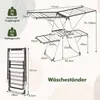 A diagram showing the dimensions and specifications of a foldable drying rack. Anteprima dell’immagine prodotto