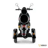 A black three-wheeled electric scooter is shown from the front on a white background. Produktbild-Vorschau