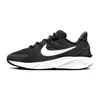 A black Nike Star Runner 4 sneaker with a white Nike swoosh logo and a white sole, shown from the side against a white background. Voir les images du produit