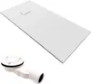A white rectangular shower tray and a white drain assembly are shown against a white background. Podgląd zdjęcia produktu