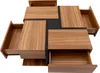 A top-down view of a modern coffee table with multiple drawers. Produktbild-Vorschau