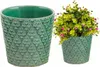 Blumentopf aus Keramik, grün, dekorativ, 13,5 x 13 cm Produktbild-Vorschau 1
