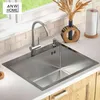 ANW HOME Küchenspüle 60x50 cm Edelstahl 304 Silber Topmount Produktbild-Vorschau 9