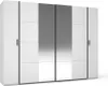 Zrcadlová šatní skříň 270 cm GIRADOT - bílá / černé úchyty Náhled obrázku produktu 4