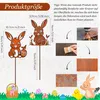 Osterdeko Garten 2er Set, rostige Metall Osterhasen im Produktbild-Vorschau 2