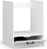 A white kitchen cabinet with a drawer partially open, revealing a black frying pan inside. Produktbild-Vorschau