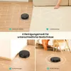 Collage showing a robot vacuum cleaner in different cleaning modes with descriptive text. Náhled obrázku produktu