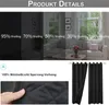 A collage of images showing different shading levels of curtains, a close-up of curtain fabric, and a product shot of black curtains. Voir les images du produit
