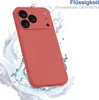 A red phone case is shown with water splashing around it, suggesting it is water-resistant. Produktbild-Vorschau